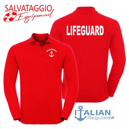 italian-lifeguard-polo-uomo-m.lunga-rossa-lifeguard-ancora