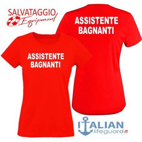italian-lifeguard-t-shirt-donna-rossa-assistente bagnanti-fr