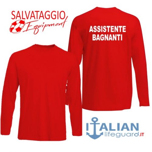 italian-lifeguard-t-shirt-m.lunga-rossa-uomo-assistente bagnanti-r